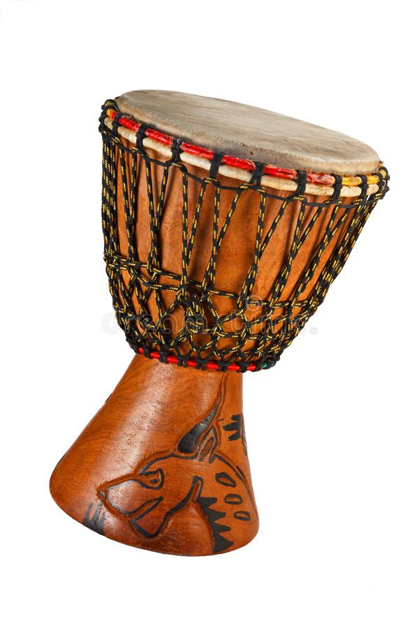 Hand-carved African djembe drum